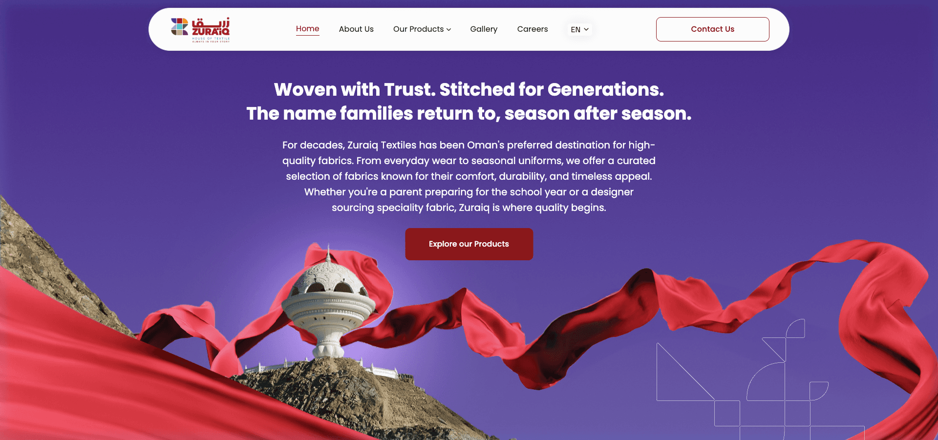 Zuraiq Textiles website screenshot